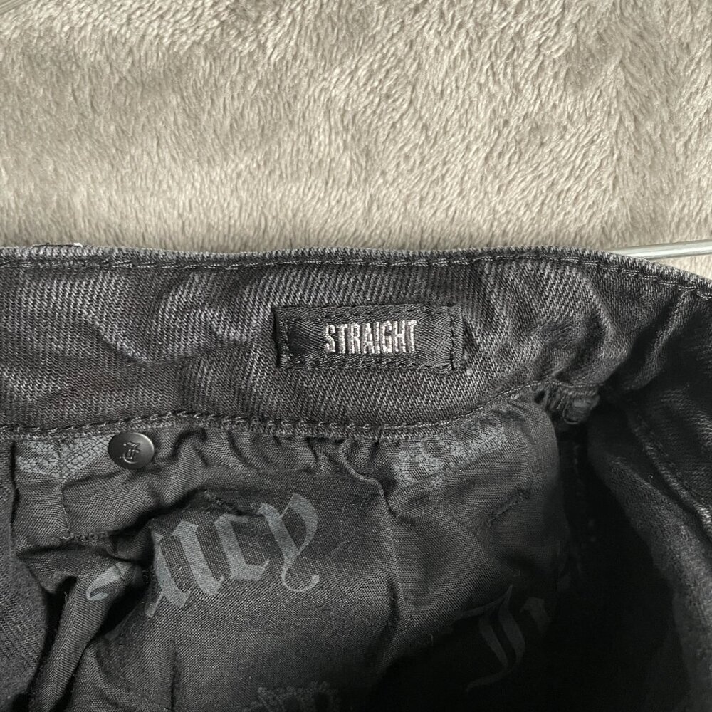 Juicy Couture Venice Straight Leg Jeans Womens 25 Black Wash Y2K Whimsygoth Dark - Picture 5 of 9